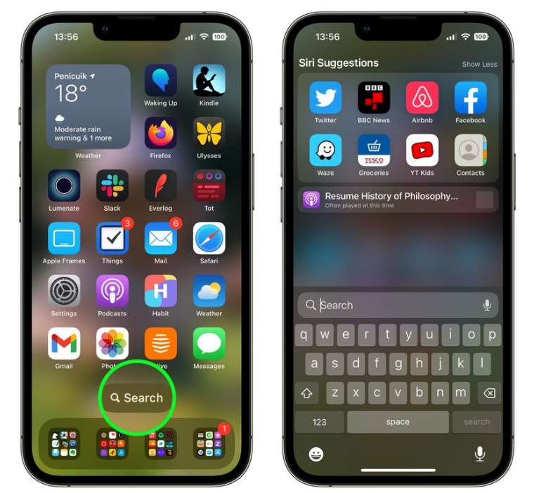 和硕苹果手机维修分享升级到 iOS 16 后，如何删除主屏幕上的搜索按钮 