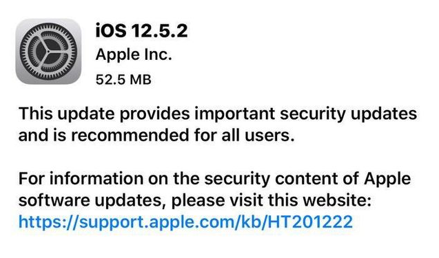 和硕苹果手机维修分享iOS12.5.2发布，建议所有老苹果用户安装 